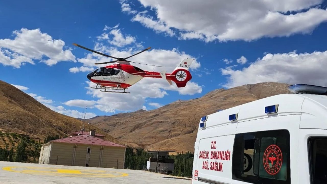 Van Bahçesaray'dan Helikopter Ambulansla Alınıp Van'a getirildi