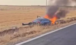 Van-Mollakasım Yolunda Otomobil Alev Aldı, Şarampole Yuvarlandı
