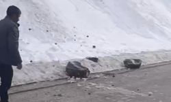 Dev Kaya Parçaları Karayoluna Düştü!