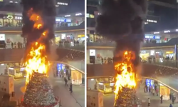 Çin’de dev Noel ağacı alev aldı