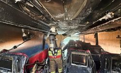 Hatay’da Tamir Atölyesinde Van Firmasına Ait Yolcu Otobüsü Yandı