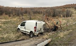 Hafif Ticari Araç Direğe Çarptı: 2 Yaralı