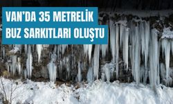 Van’da 35 Metrelik Buz Sarkıtları Oluştu