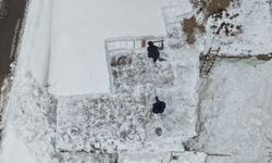 Yoğun kar yağışı tek katlı evleri kara gömdü