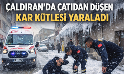 Van Çaldıran'da  faciadan dönüldü, çatıdan düşen kar kütlesi yine bir genci yaraladı!