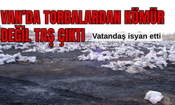 Van Erciş'te yardım torbalarından kömür değil taş çıktı!