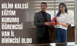 Bilim Kalesi Eğitim Kurumu Öğrencisi Hazal Bahar Aslan, Van İl Birincisi Oldu