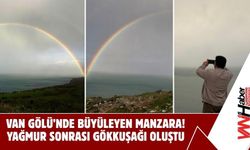Van Gölü’nde Büyüleyen Manzara! Yağmur Sonrası Gökkuşağı Oluştu!