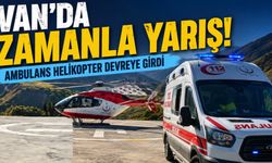 Van Bahçesarayda ambulans helikopter kalp krizi geçiren hasta için havalandı