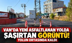 Van’da Yeni Asfaltlanan Yolda Şaşırtan Görüntü! Yolun Ortasında Kaldı