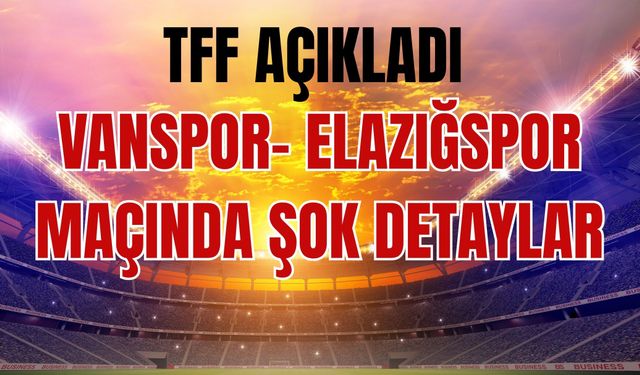 TFF Raporlarında Vanspor- Elazığspor Maçıyla İlgili Şok Detaylar!