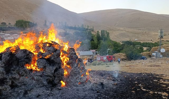 Van’ın Gevaş ilçesinde ot yığını yangını söndürüldü