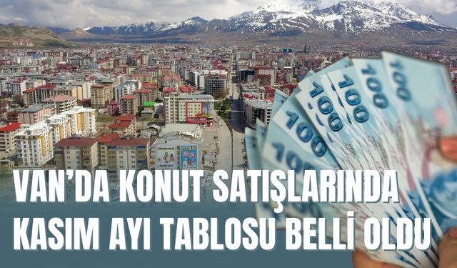 Van’da Konut Satışlarında Kasım Ayı Tablosu Belli Oldu