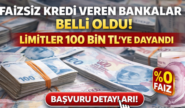 Faizsiz Kredi Veren Bankalar Belli Oldu: Limitler 100 Bin TL’ye Dayandı
