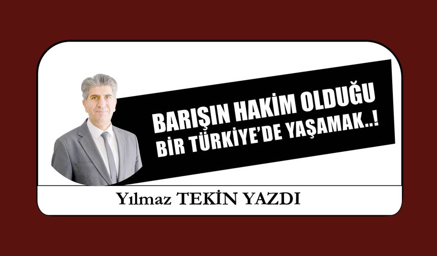 BARIŞIN HAKİM OLDUĞU  BİR TÜRKİYE’DE YAŞAMAK..!