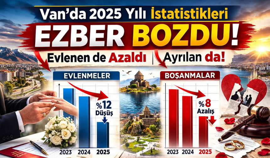 Van'da 2025 Yılı İstatistikleri Ezber Bozdu! Evlenen de Azaldı Ayrılan da!