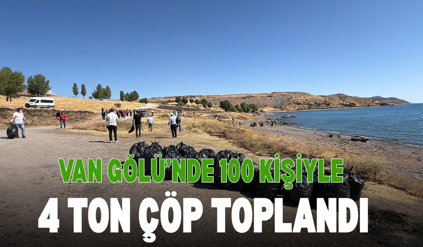 Van Gölü Kıyısında Temizlik Seferberliği: 100 Kişiyle 4 Ton Çöp Toplandı