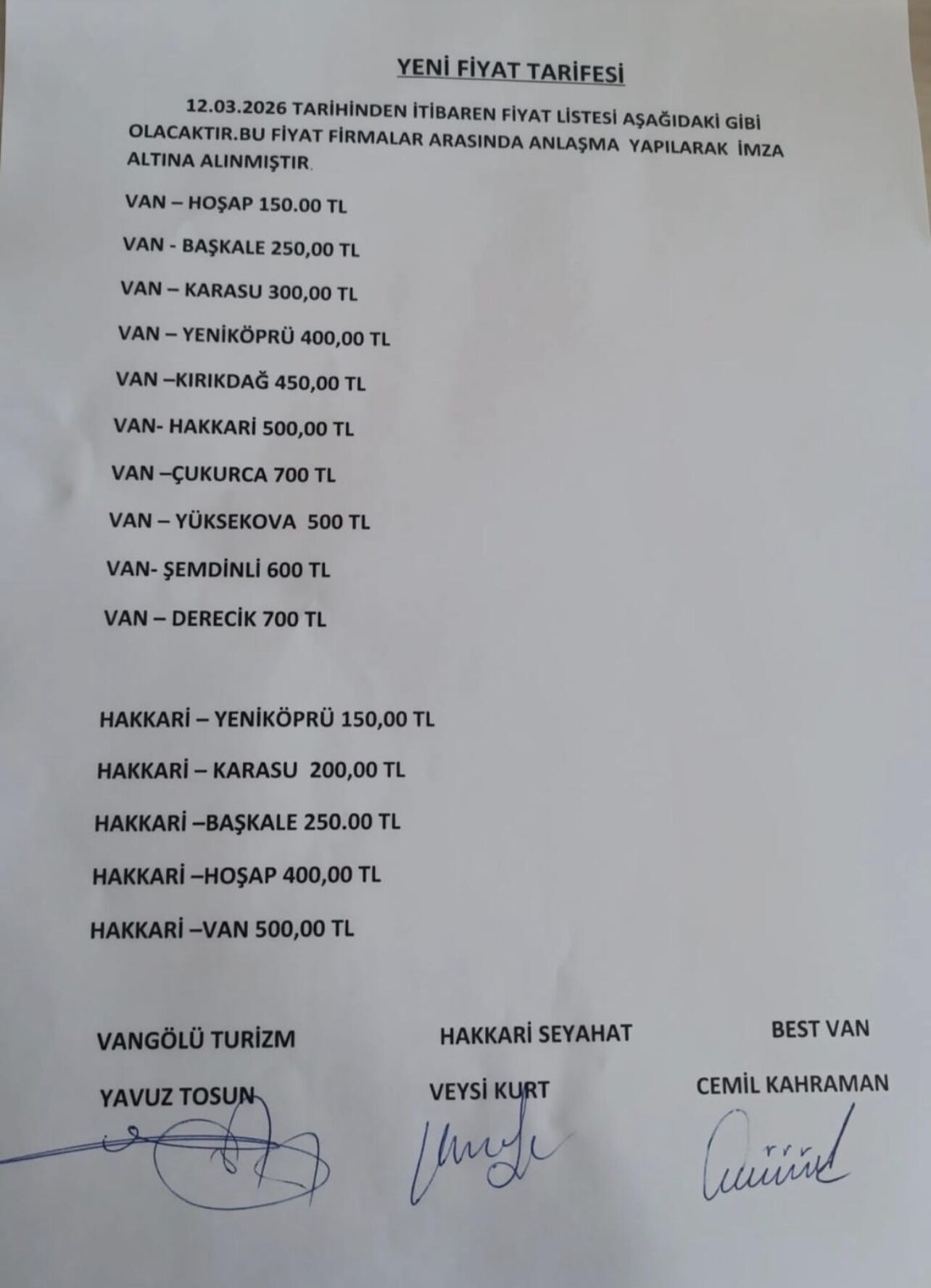 Van Hakkari Yol Ucreti Yeni Son Ne Kadar