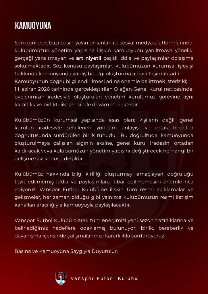 Vanspor'dan Şahin Aslan İddialarına İlk Resmi Açıklama Geldi!-1