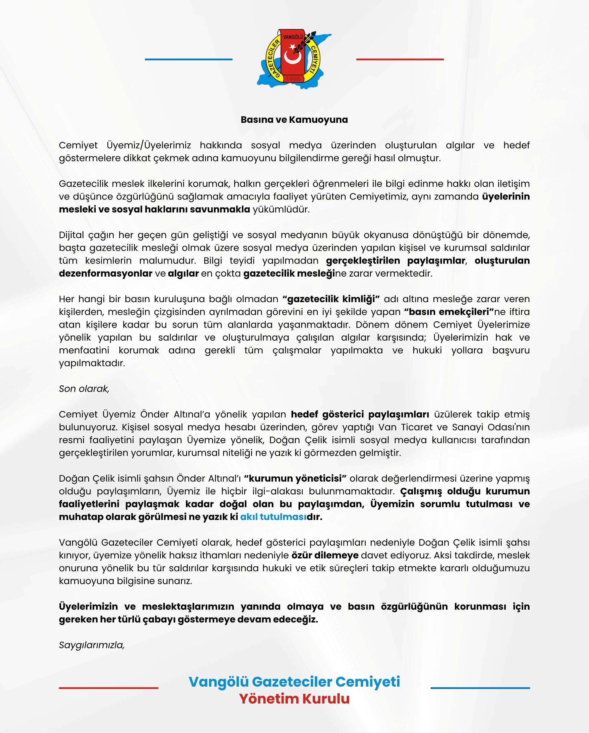 Vgc’den Van’da Gazetecileri Hedef Alan Paylaşımlara Tepki!-1