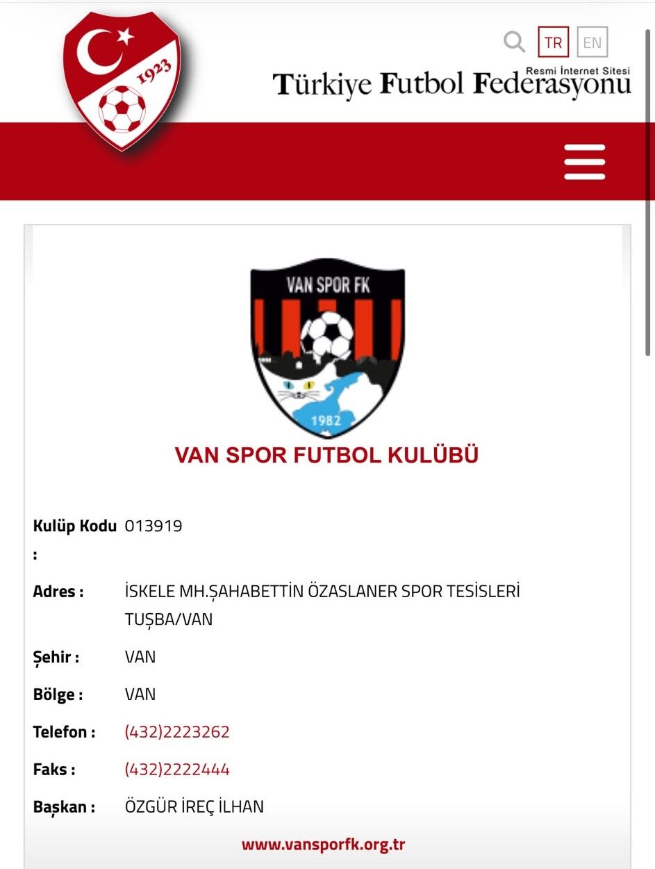 Vanspor’da Dikkat Çeken Değişim! Tff Kaydı Güncellendi (2)