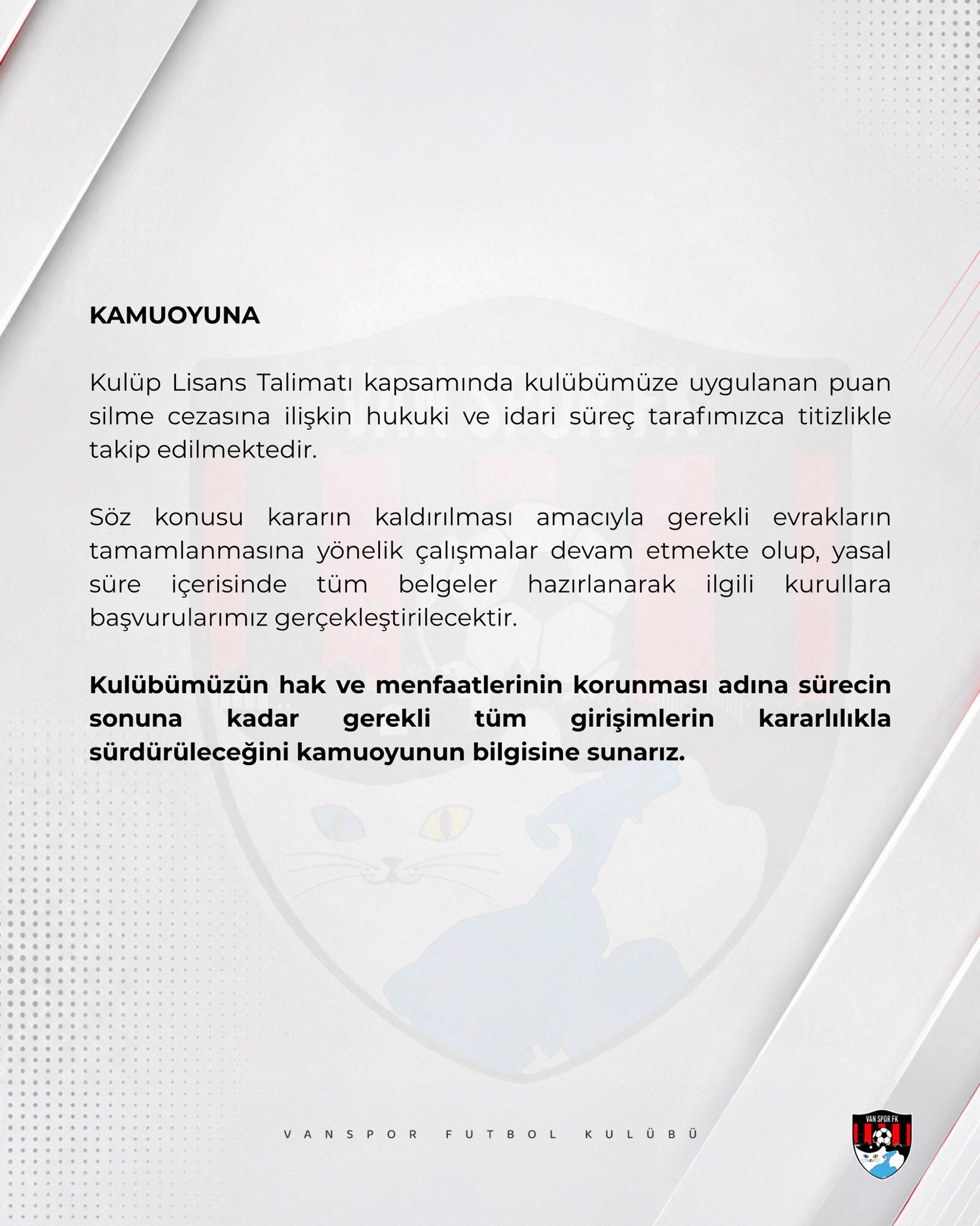 Vanspor'dan Puan Silme Cezasına İlişkin Açıklama-1