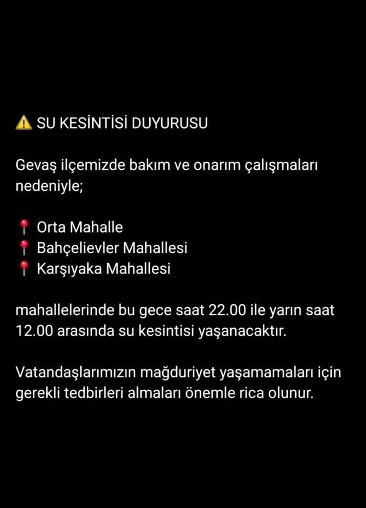 Gevaş’ta 3 Mahalle İçin Su Kesintisi Uyarısı! Saat Verildi-1