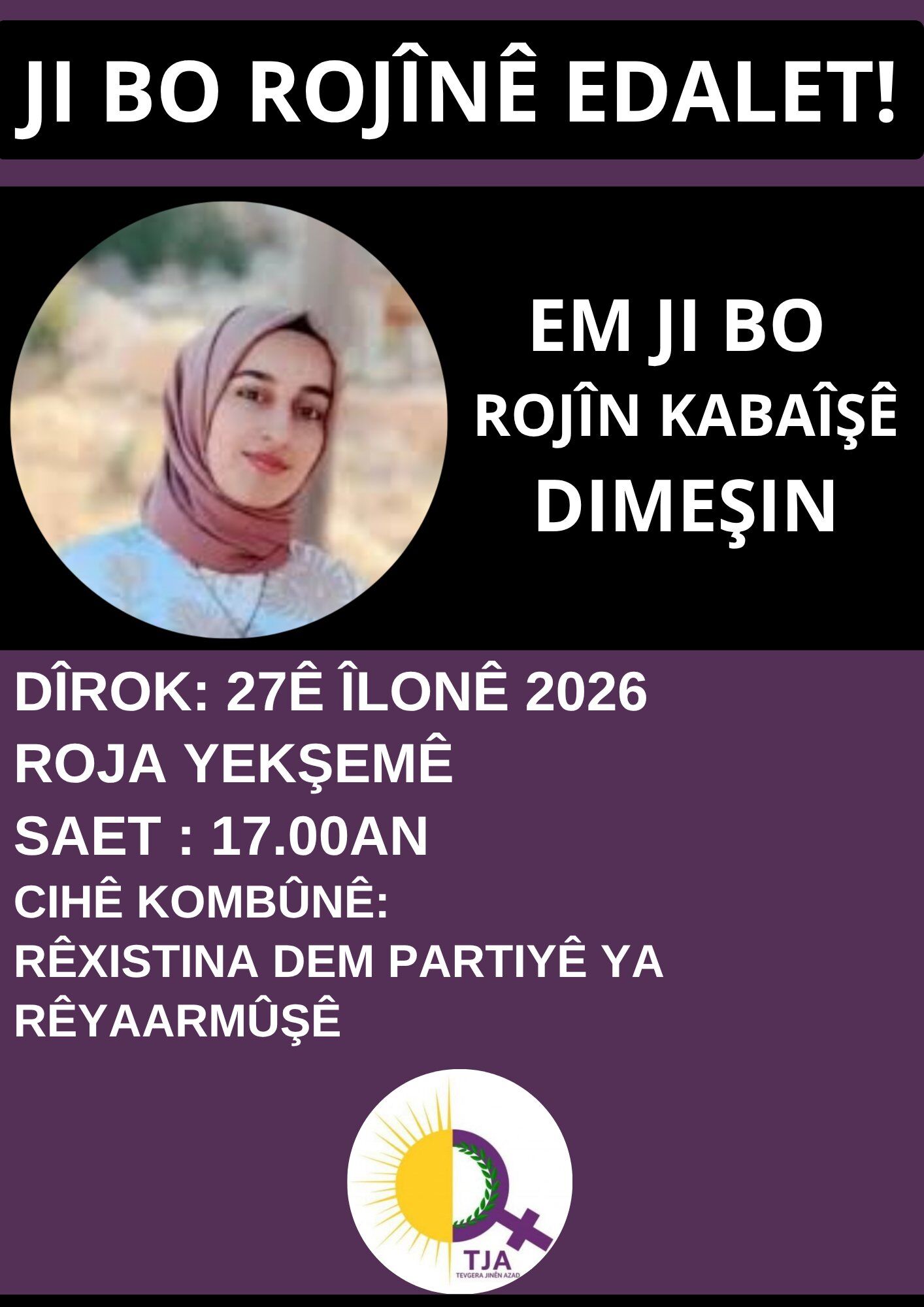 Rojin Kabaiş İçin Türkiye Genelinde Yürüyüş Düzenlenecek Van Programı Belli Oldu-1
