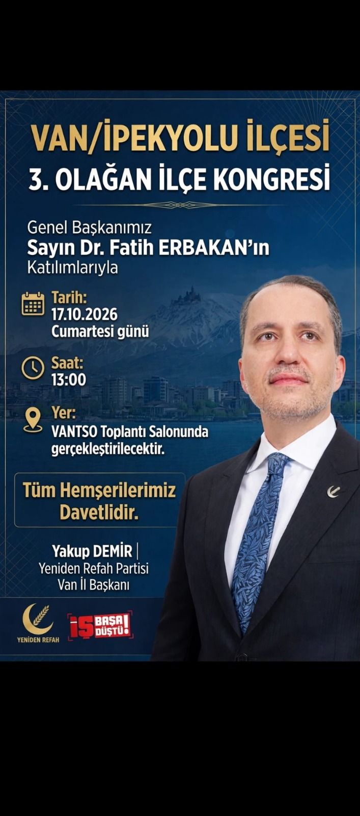 Yeniden Refah Partisi Genel Başkanı Fatih Erbakan Van’a Geliyor!-2